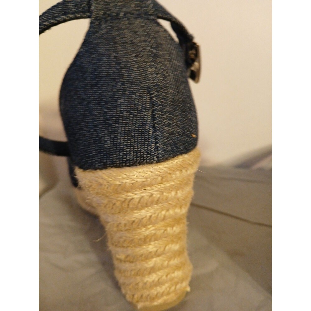 CHRISTIAN SIRIANO blue Denim Ankle Strap Espadrille Platform Wedge Heels 6.5 New - Picture 10 of 16